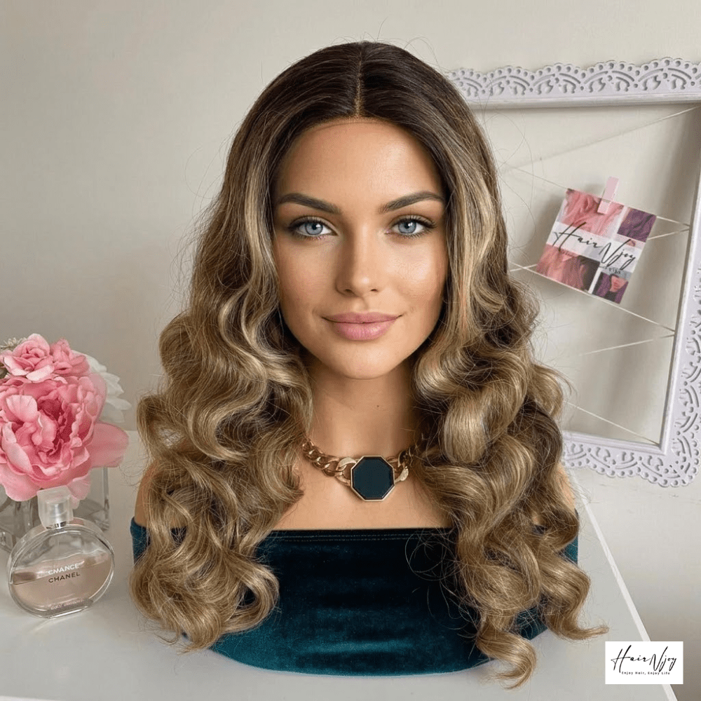 Ash Brown Honey Blonde Balayage Lace Front Wig - HairNjoy