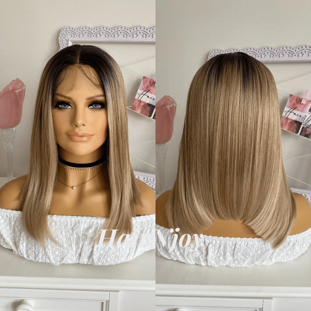 Ash Brown Ombre Straight Wig - HairNjoy