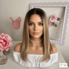 Ash Brown Ombre Straight Wig - HairNjoy
