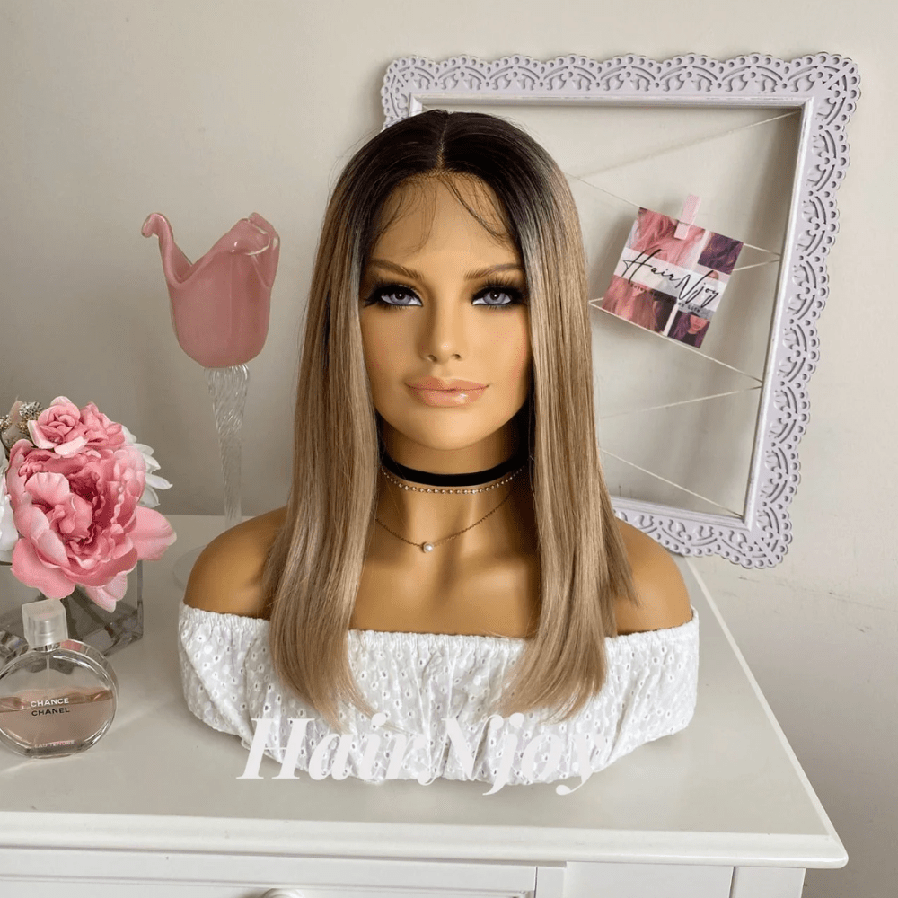 Ash Brown Ombre Straight Wig - HairNjoy