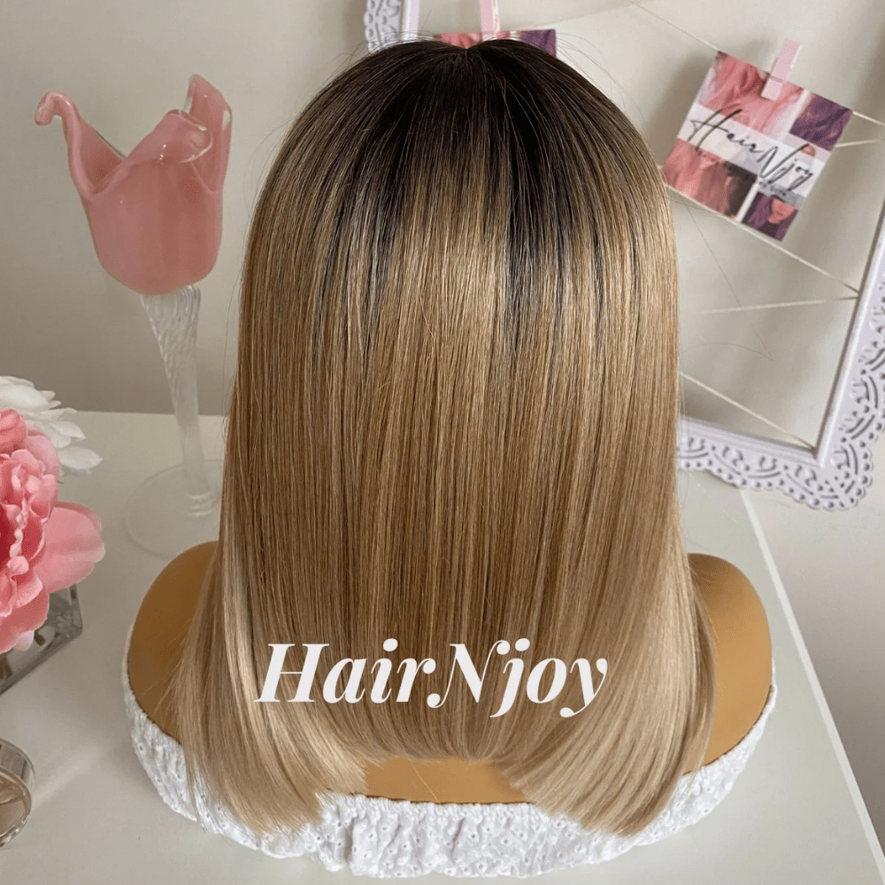 Ash Brown Ombre Straight Wig - HairNjoy