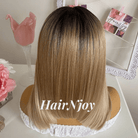 Ash Brown Ombre Straight Wig - HairNjoy