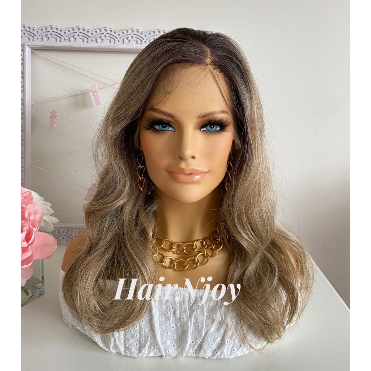 Ash Ombre Blonde 13x4 Deep Lace Front Body Wave Wig - HairNjoy