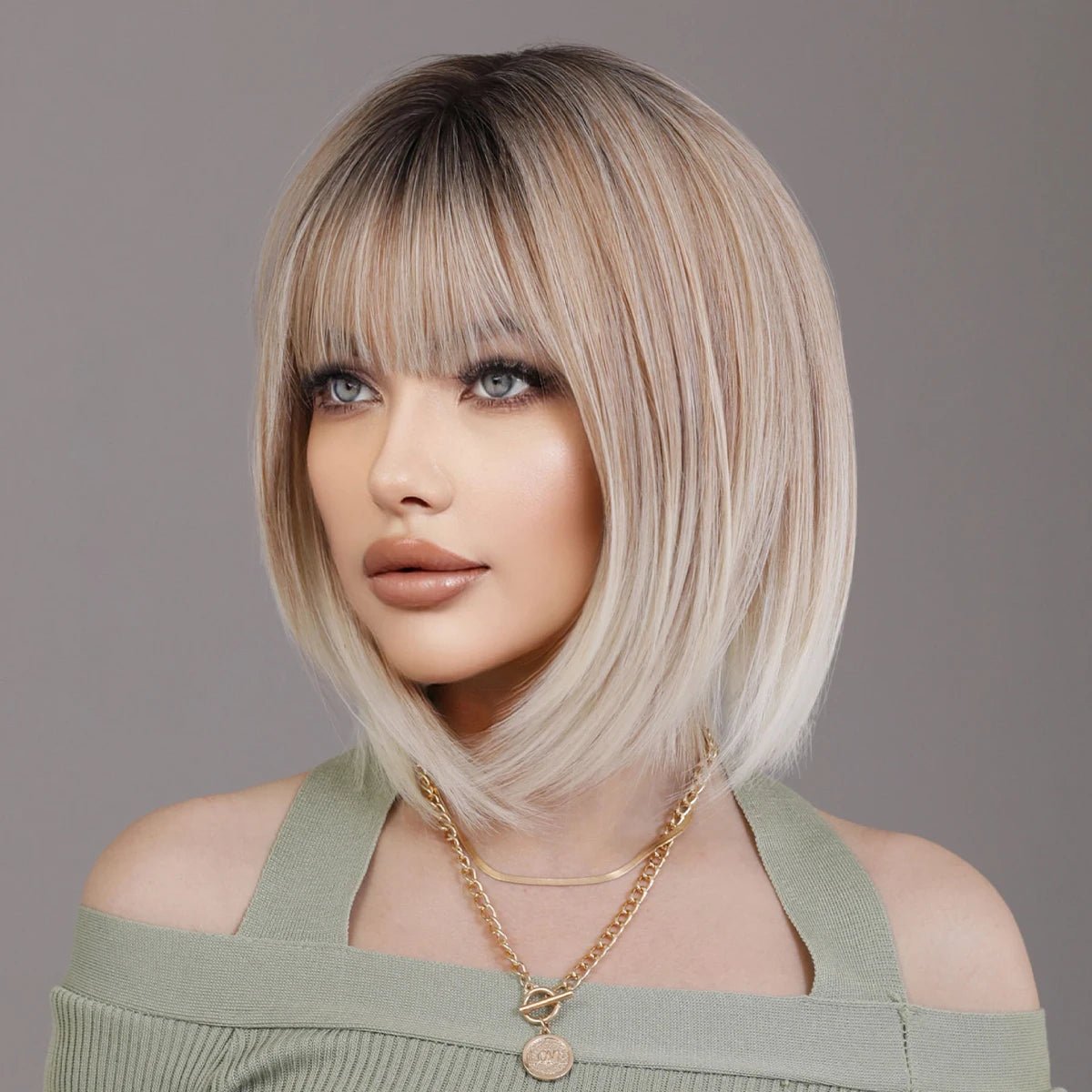 Ash Ombre Wavy Bob Wig - HairNjoy