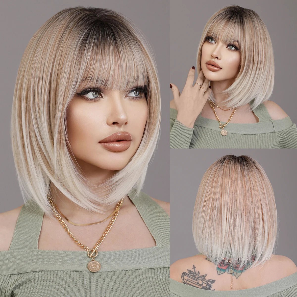 Ash Ombre Wavy Bob Wig - HairNjoy