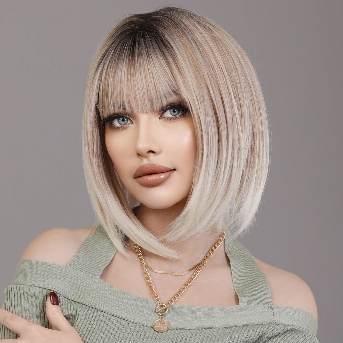 Ash Ombre Wavy Bob Wig - HairNjoy