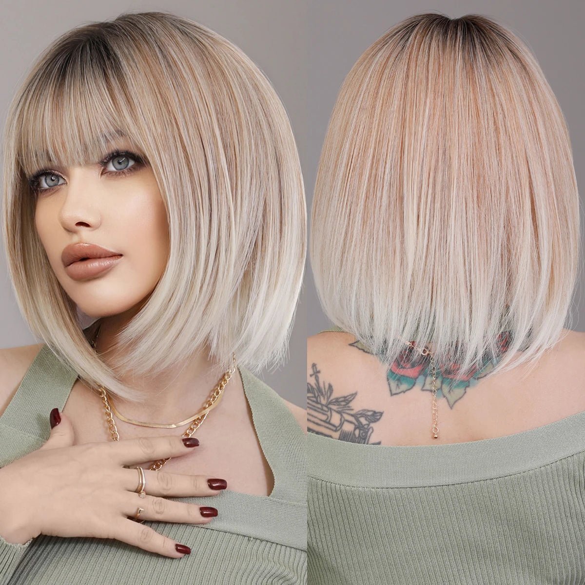 Ash Ombre Wavy Bob Wig - HairNjoy