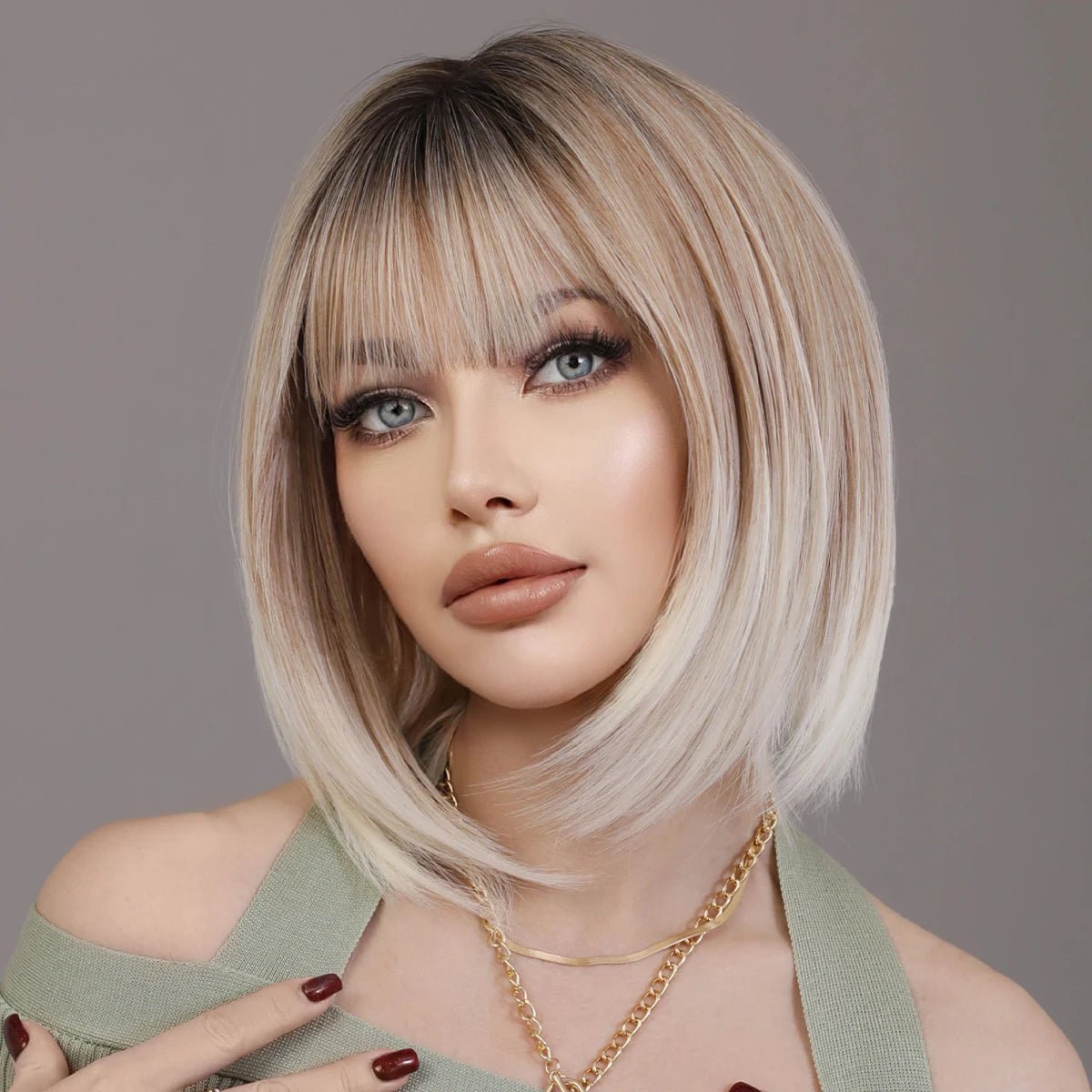 Ash Ombre Wavy Bob Wig - HairNjoy