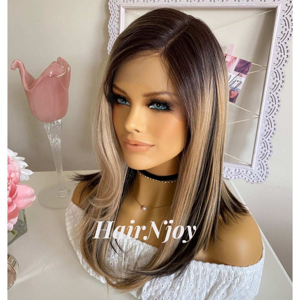 Balayage Ombre Highlights Lace Front Wig - HairNjoy