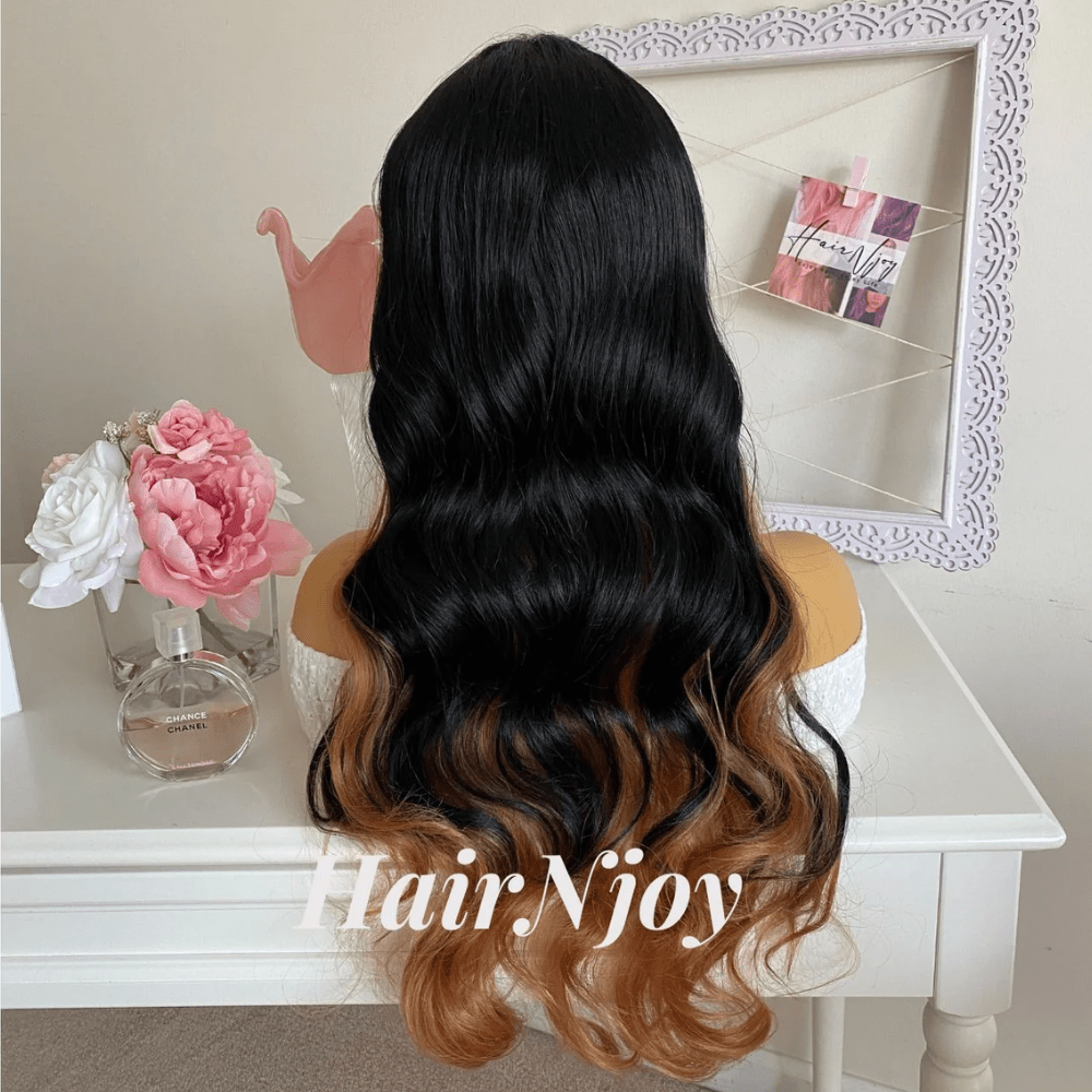 Black Brown Ombre Body Wave Lace Front Wig - HairNjoy