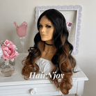 Black Brown Ombre Body Wave Lace Front Wig - HairNjoy