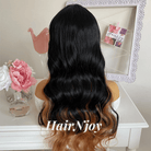 Black Brown Ombre Body Wave Lace Front Wig - HairNjoy