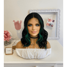 Black Green Balayage Wavy Lace Front Wig - HairNjoy