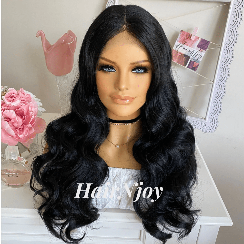Black Long Wavy Lace Front Wig - HairNjoy
