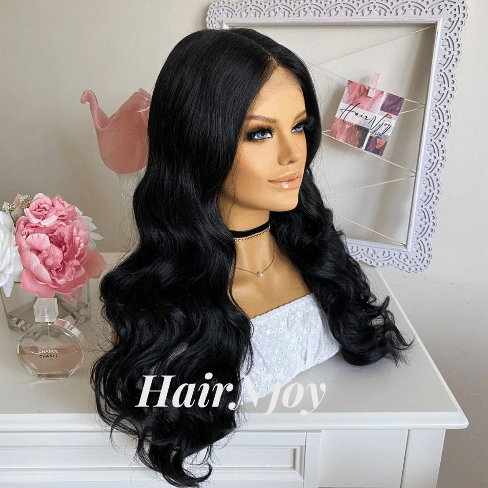 Black Long Wavy Lace Front Wig - HairNjoy