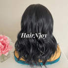 Black Shoulder - Length Wig with Blonde Highlights - HairNjoy