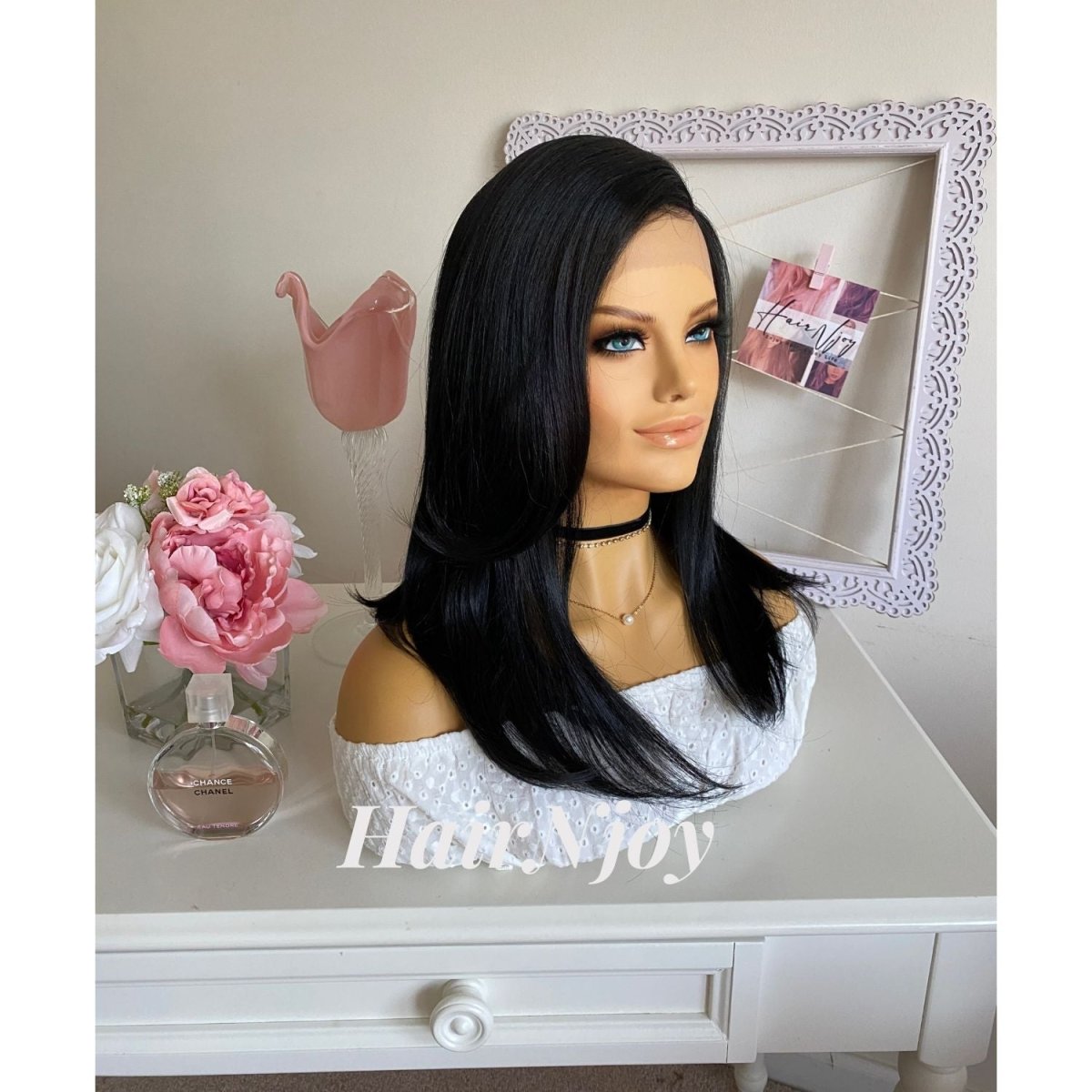 Black Straight Deep Park Lace front Wig - HairNjoy