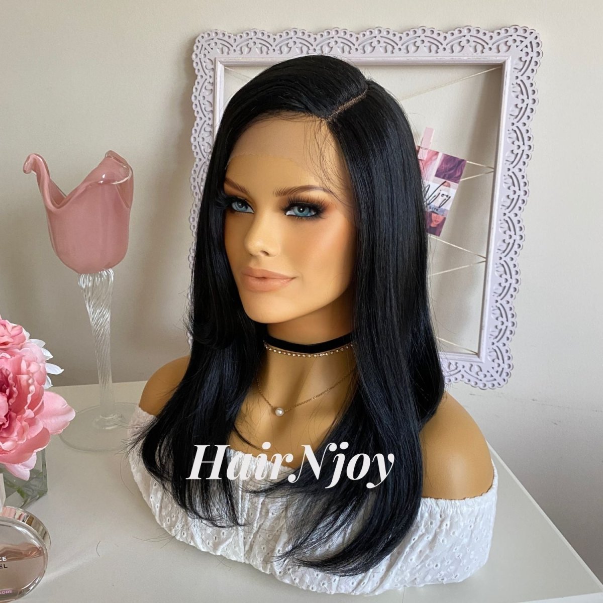Black Straight Deep Park Lace front Wig - HairNjoy