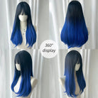 Black to Blue Straight Wig - HairNjoy