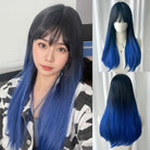 Black to Blue Straight Wig - HairNjoy