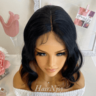 Black Warm Brown Highlights Lace Front Wavy Wig - HairNjoy