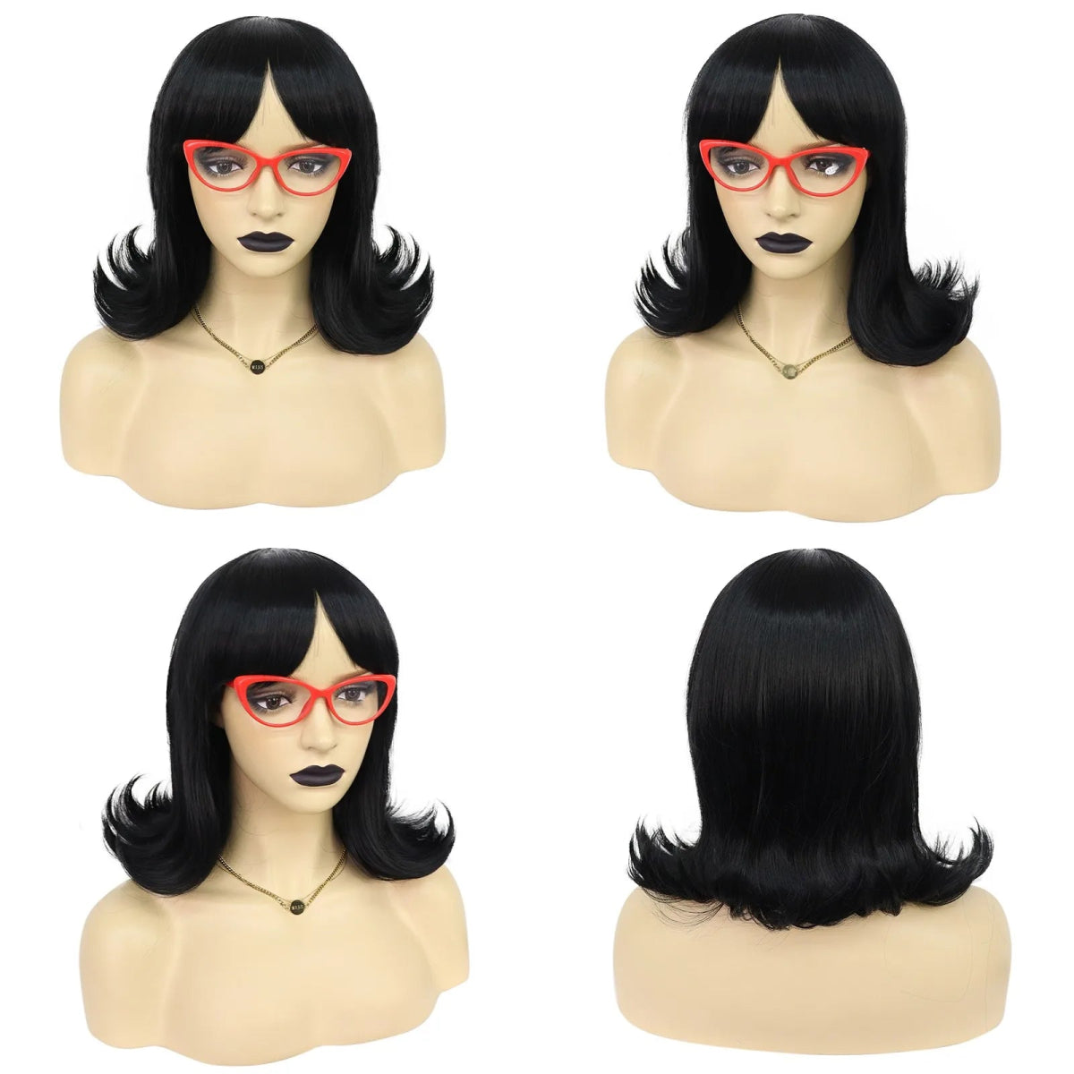 Black with Glass Silky Smooth Synthetic Hair Wig - HairNjoy