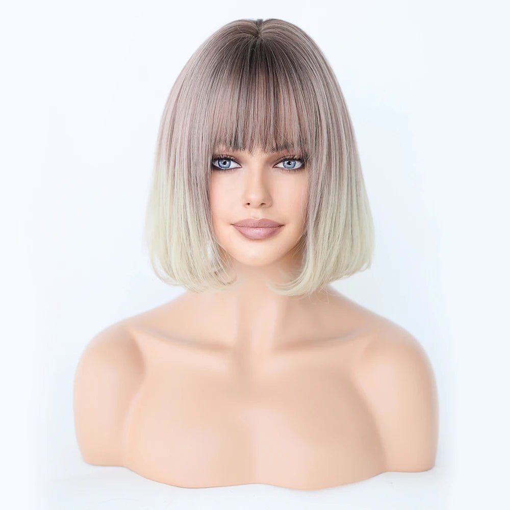 Blonde and Rose Brown Ombre Bob Wig - HairNjoy