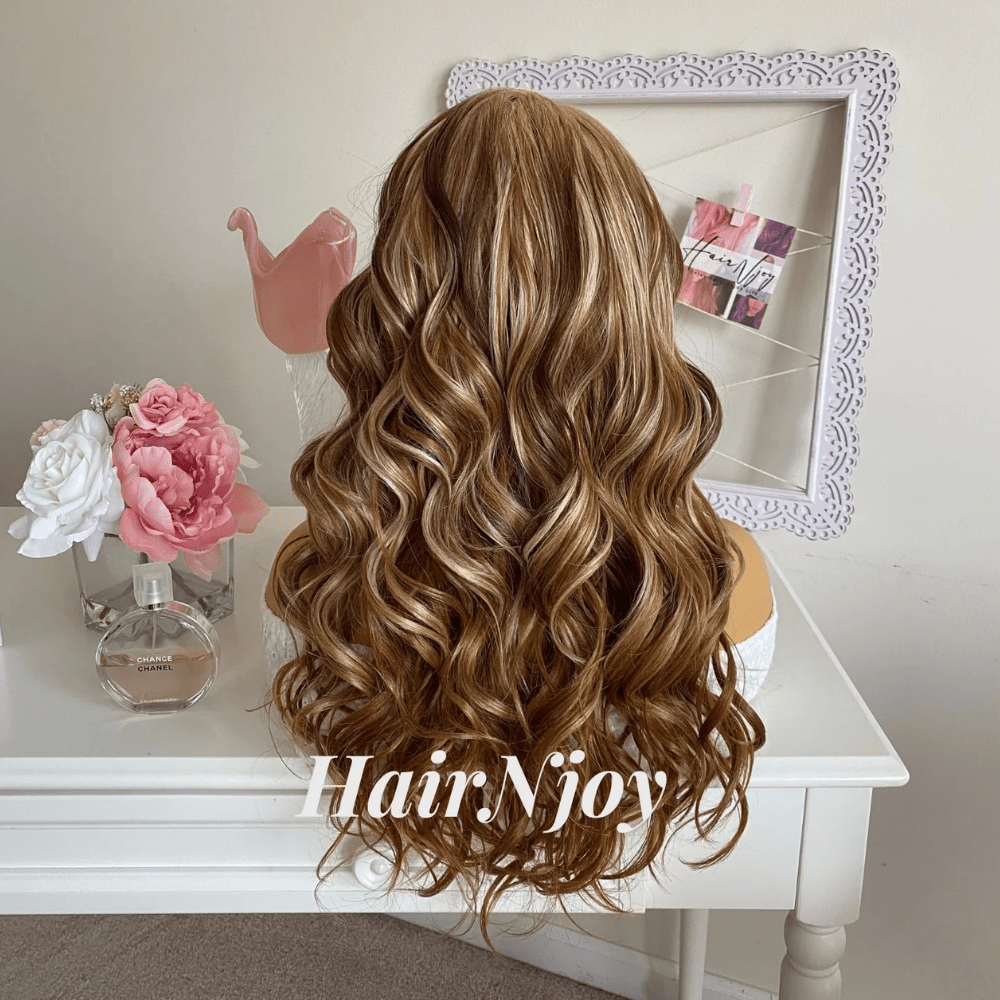 Blonde Brown Balayage Highlight Curly Lace Front Wig - HairNjoy