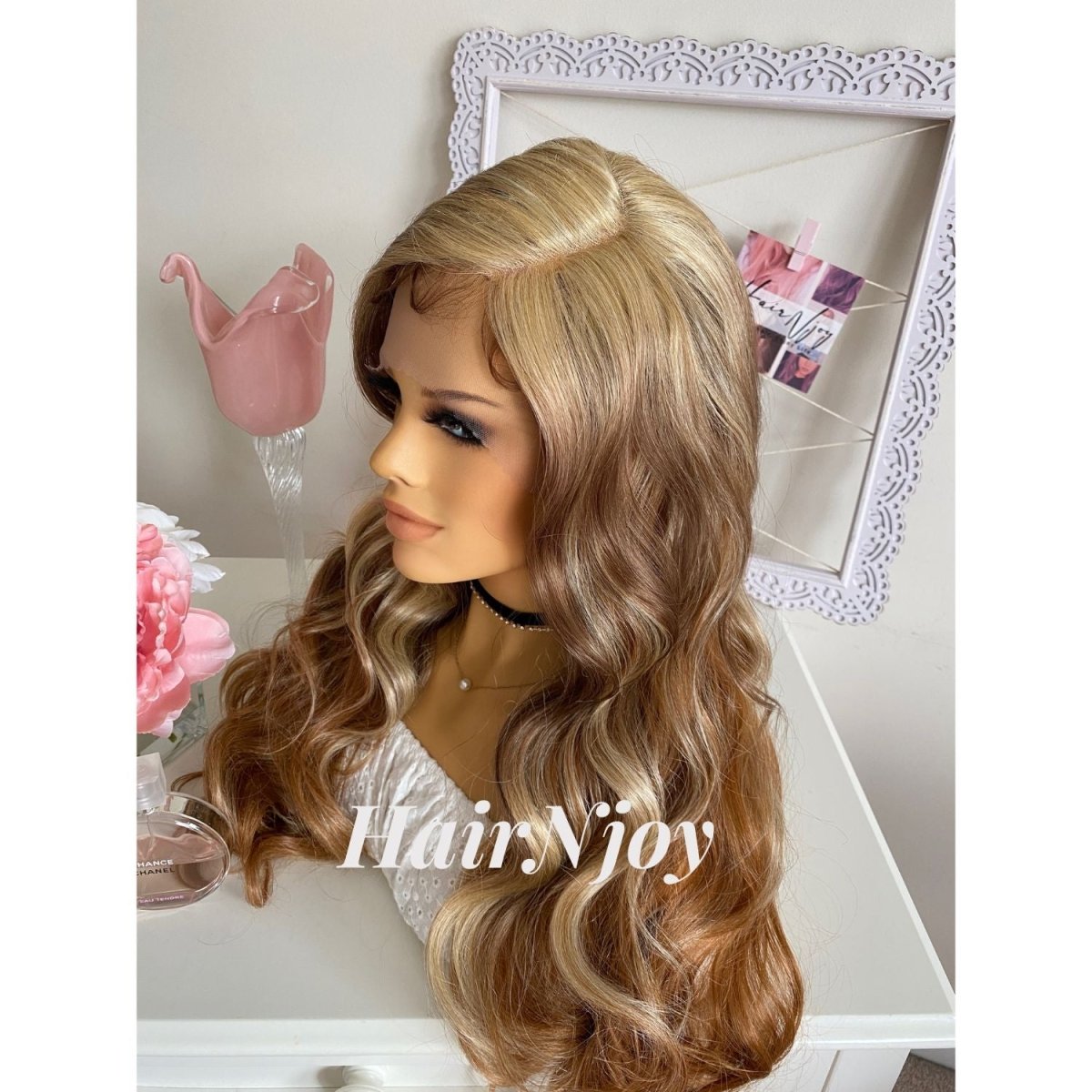 Blonde Brown Balayage Highlight Curly Lace Front Wig - HairNjoy