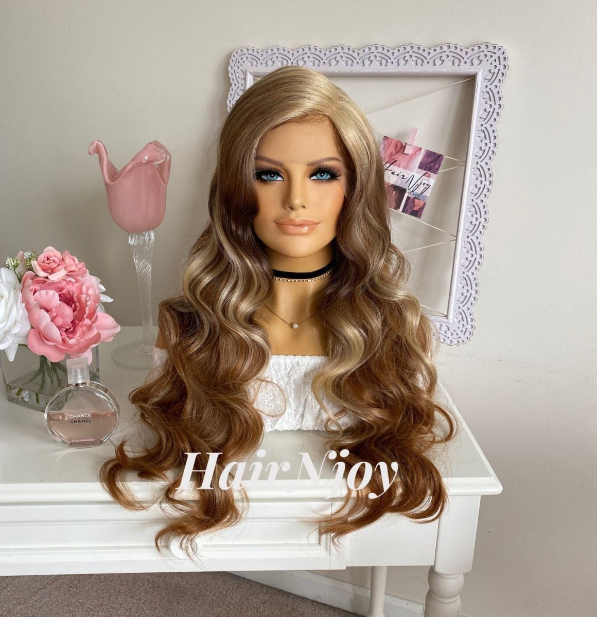 Blonde Brown Balayage Highlight Curly Lace Front Wig - HairNjoy