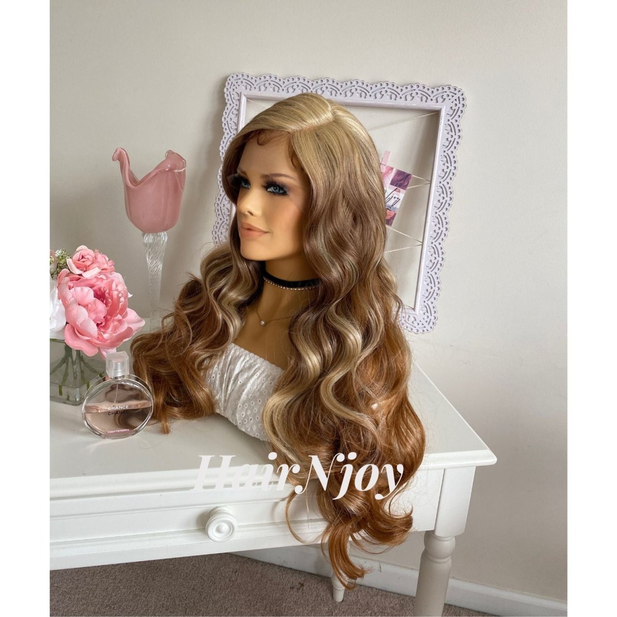 Blonde Brown Balayage Highlight Curly Lace Front Wig - HairNjoy