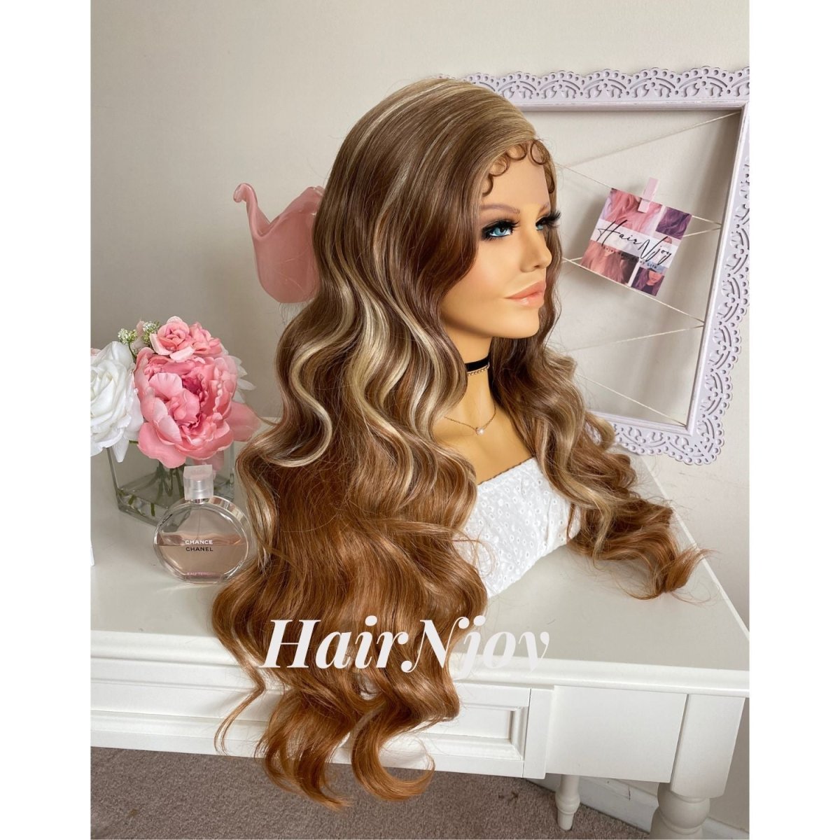 Blonde Brown Balayage Highlight Curly Lace Front Wig - HairNjoy