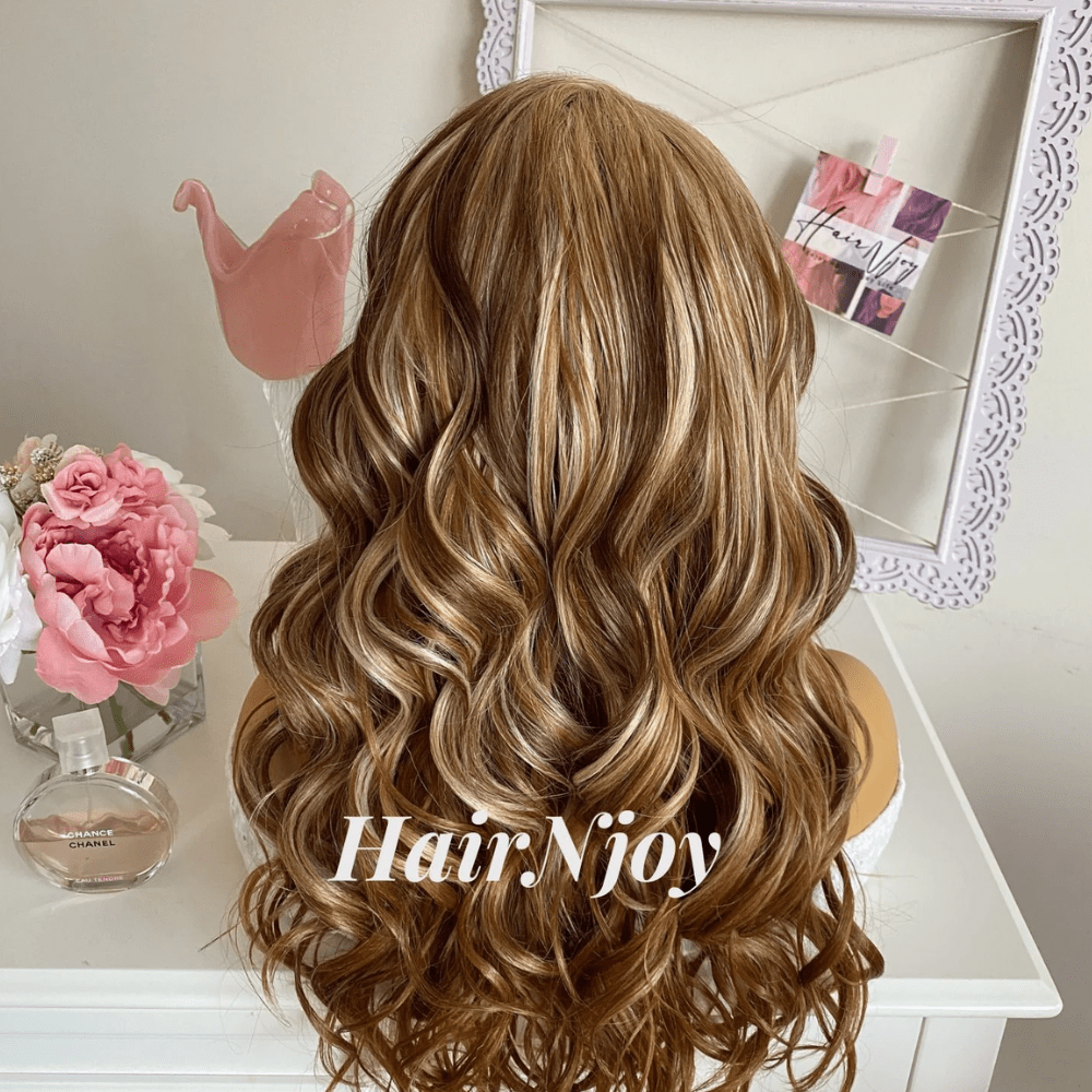 Blonde Brown Balayage Highlight Curly Lace Front Wig - HairNjoy