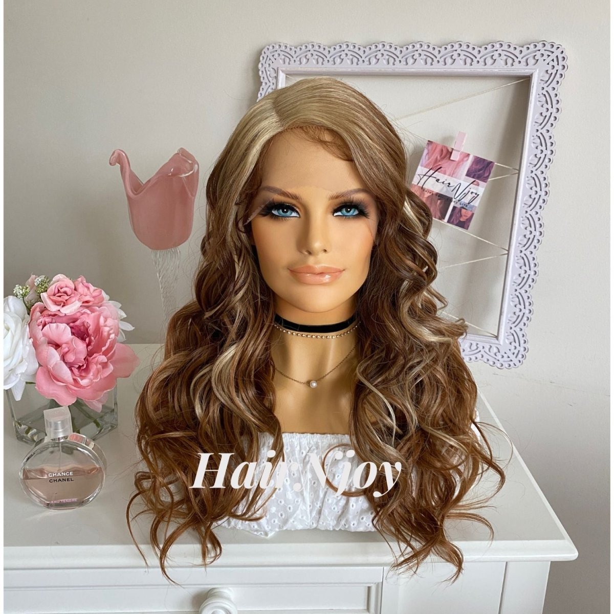 Blonde Brown Balayage Highlight Curly Lace Front Wig - HairNjoy