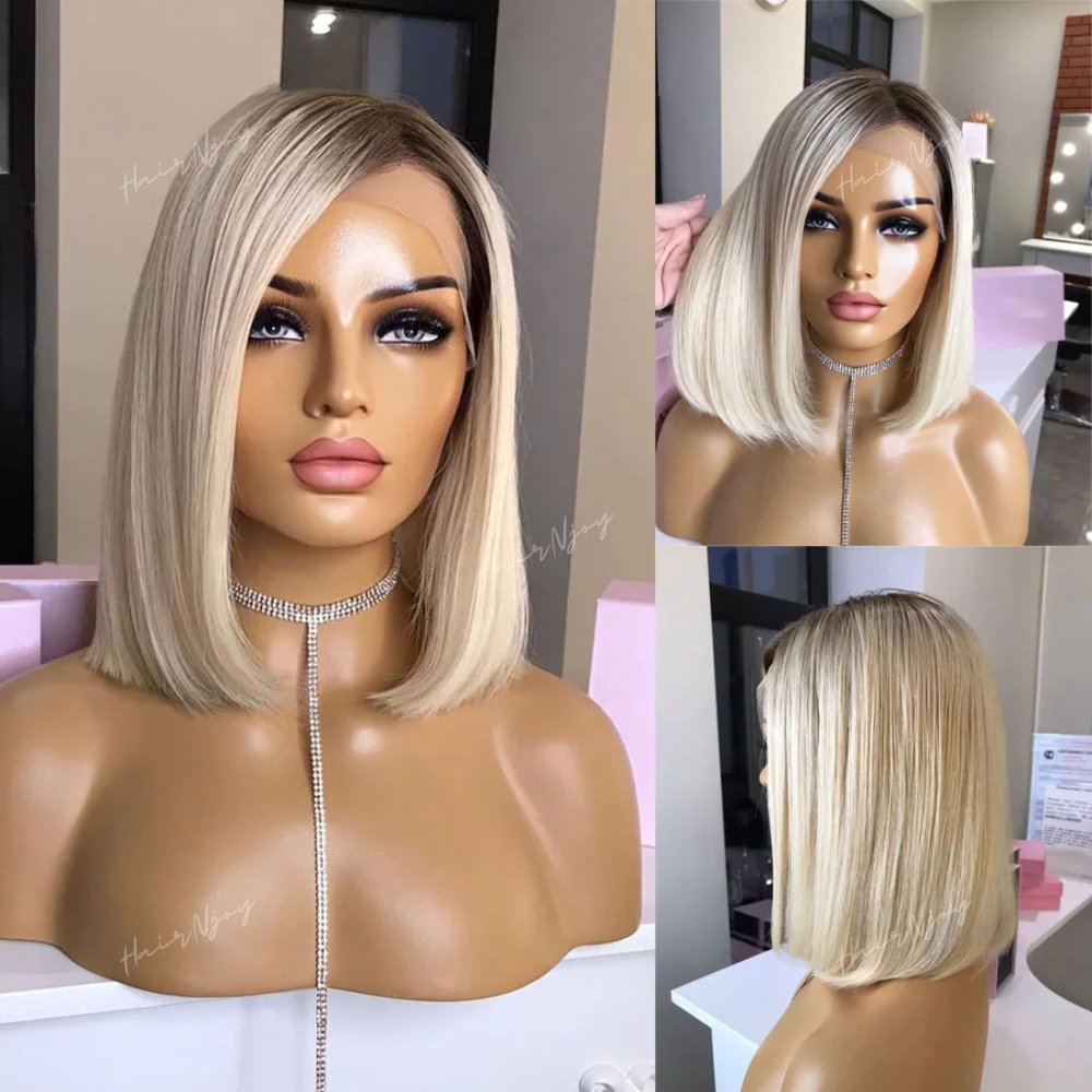 Blonde Short Bob Human Hair Wigs - HairNjoy