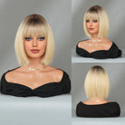 Blonde Short Wig with Bangs - HairNjoy