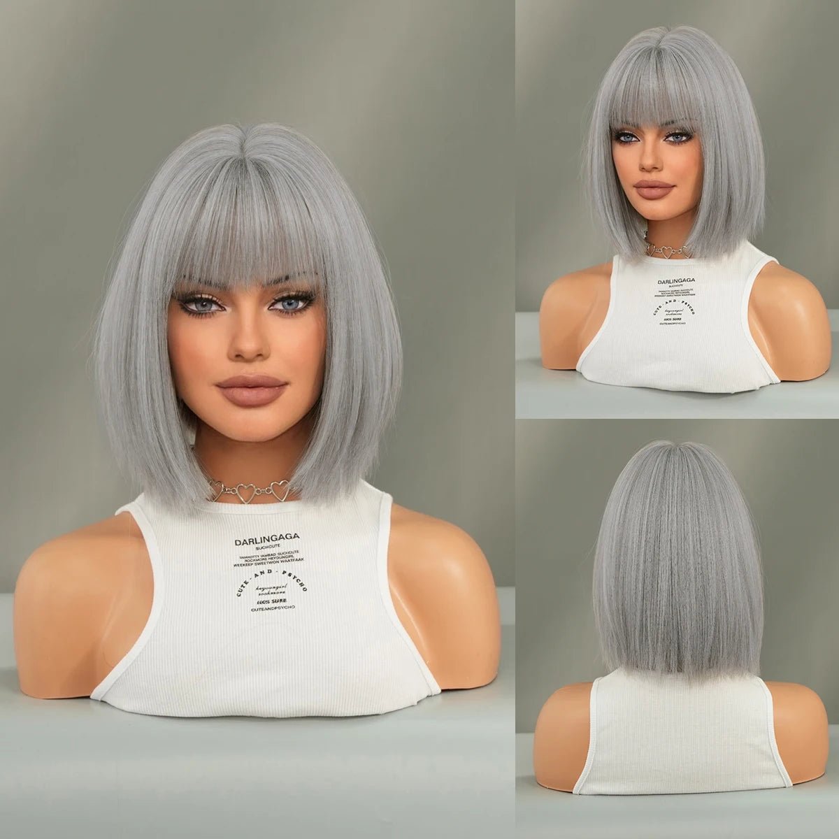 Blonde Short Wig with Bangs - HairNjoy