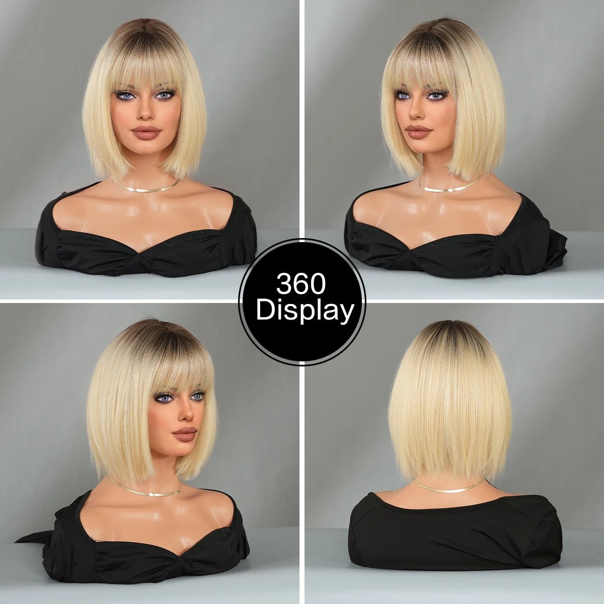 Blonde Short Wig with Bangs - HairNjoy