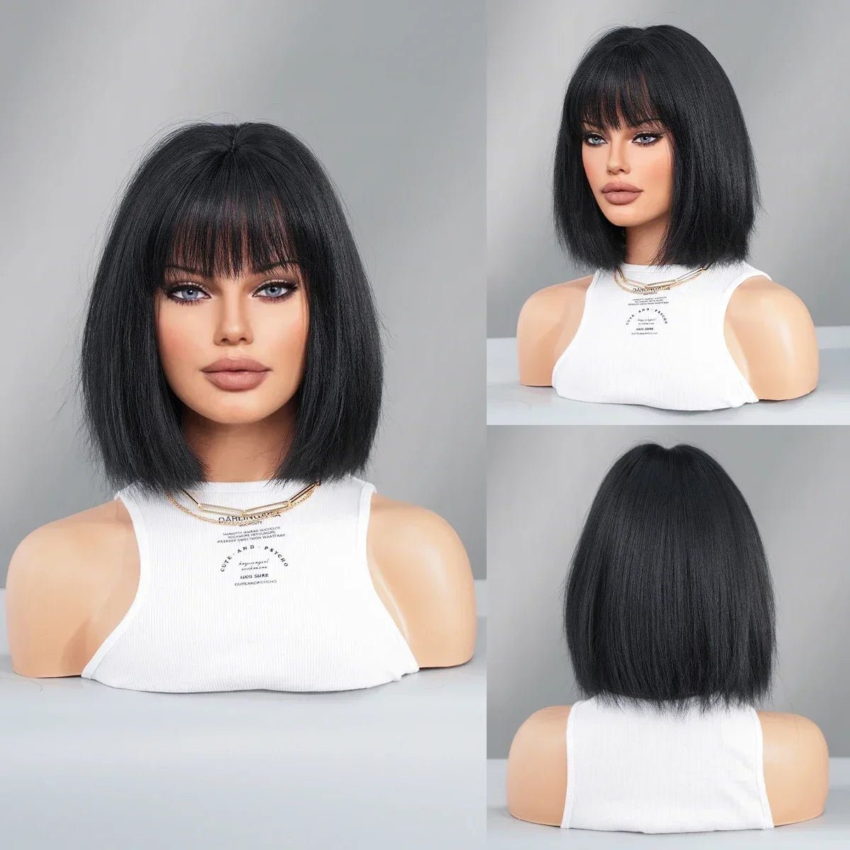 Blonde Short Wig with Bangs - HairNjoy