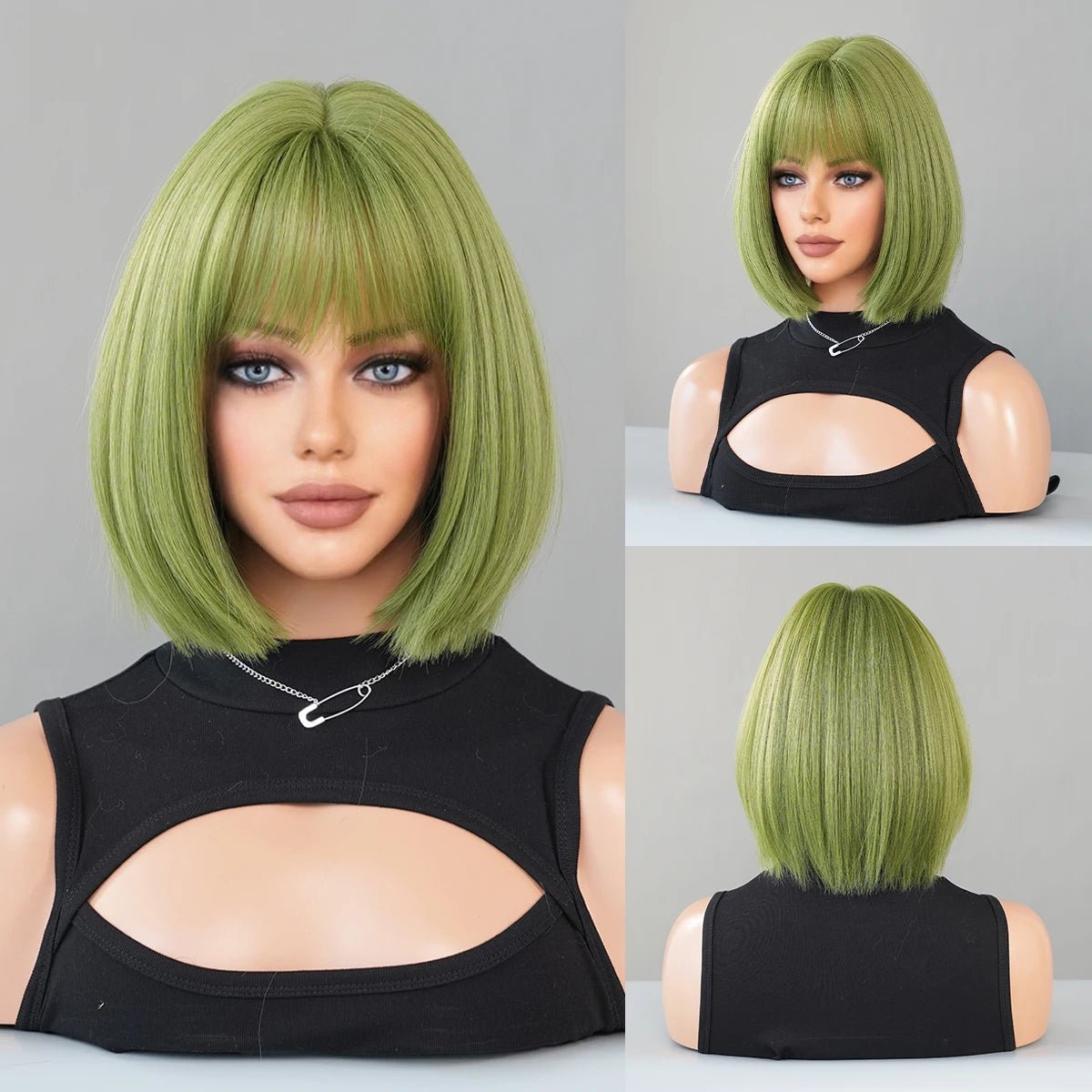 Blonde Short Wig with Bangs - HairNjoy