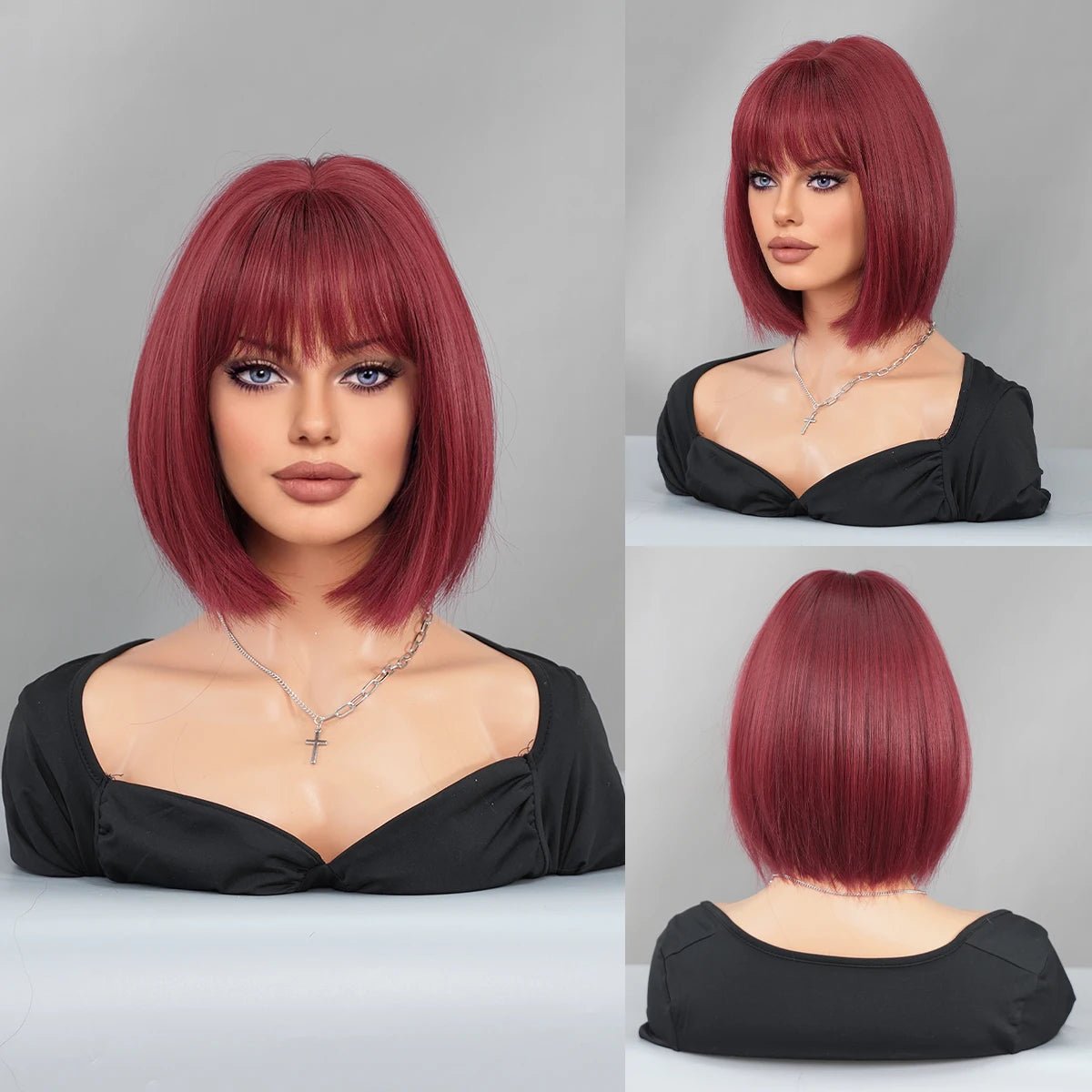 Blonde Short Wig with Bangs - HairNjoy