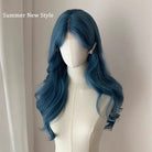 Blue Long Wavy Synthetic Wig - HairNjoy