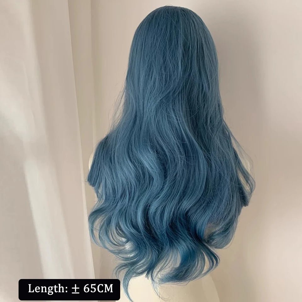 Blue Long Wavy Synthetic Wig - HairNjoy