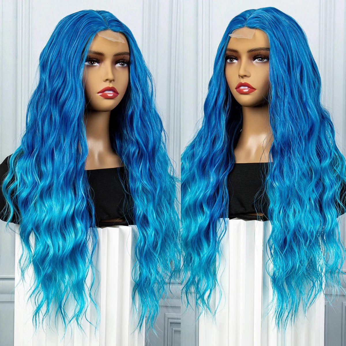Blue Ombre Synthetic Wig Styles - HairNjoy