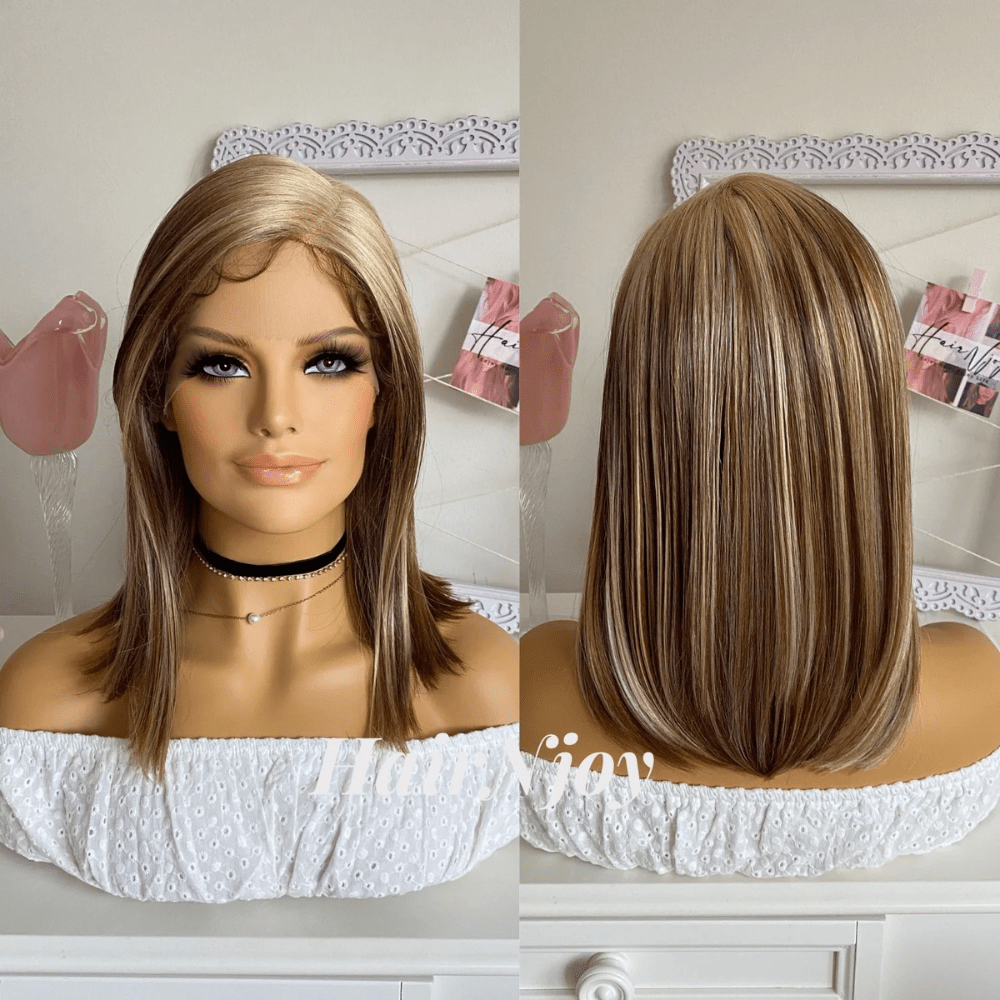 Brown Blonde Highlight Bob Lace Front Wig - HairNjoy