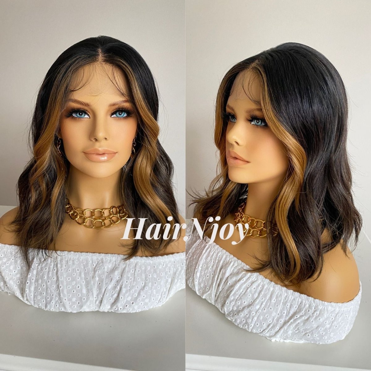 Brown Highlights 13x4 Deep Lace Front Body Wave Wig - HairNjoy