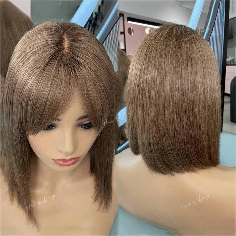 Brown Short Bob Lace Frontal Human Wigs - HairNjoy