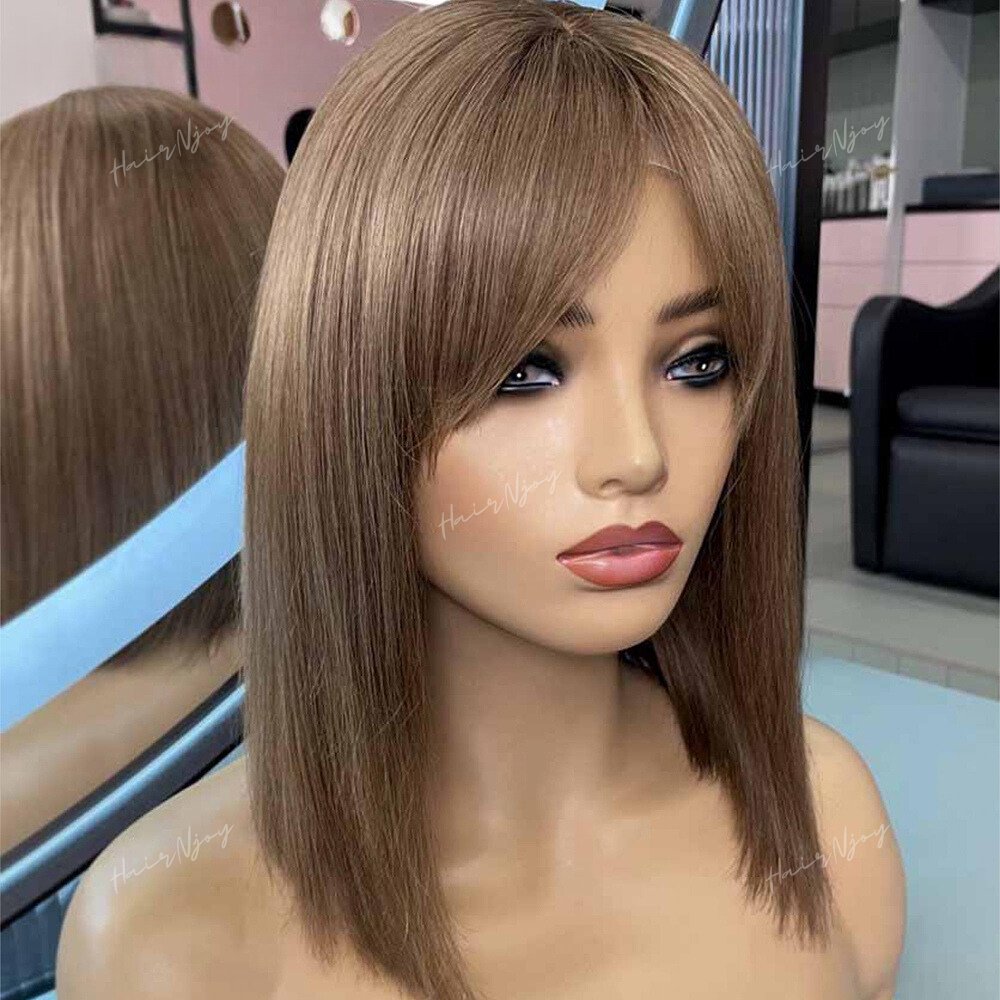 Brown Short Bob Lace Frontal Human Wigs - HairNjoy