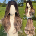 Brown Wavy Gradient Synthetic Wig - HairNjoy