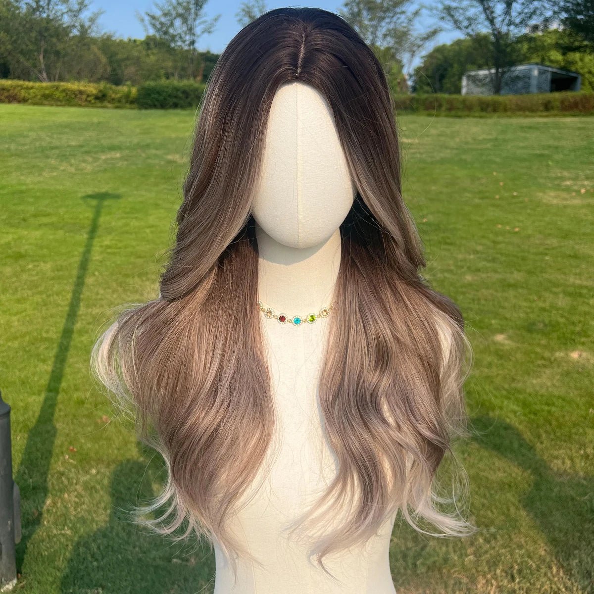 Brown Wavy Gradient Synthetic Wig - HairNjoy